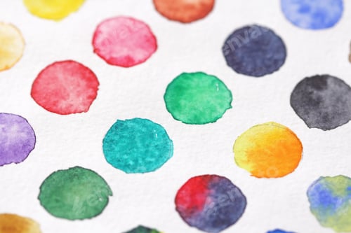 Preview: Watercolor Painting of Colorful Round Shapes on White