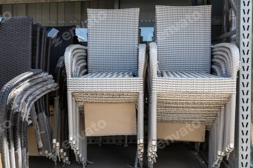 Preview: Wicker Chairs For Garden And Backyard. Goods For Relaxation And Rest In The Yard. Background