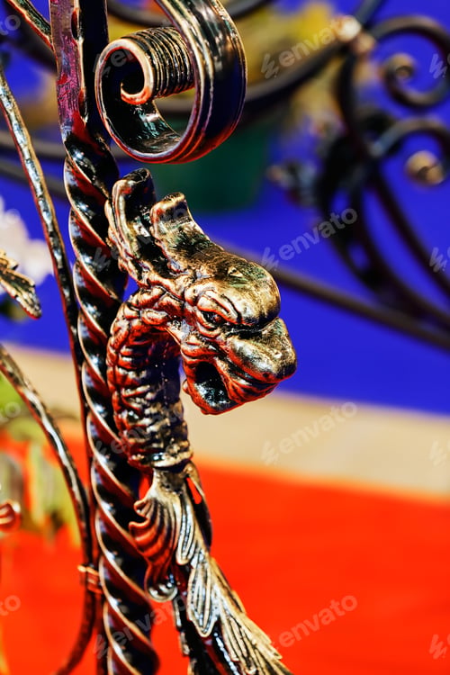 Preview: Details, Structure And Ornaments Of Wrought Iron Fence With Gate