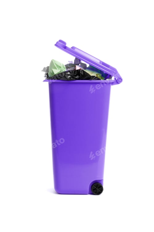 Preview: Trash Bin With Garbage On White Background. Waste Recycling