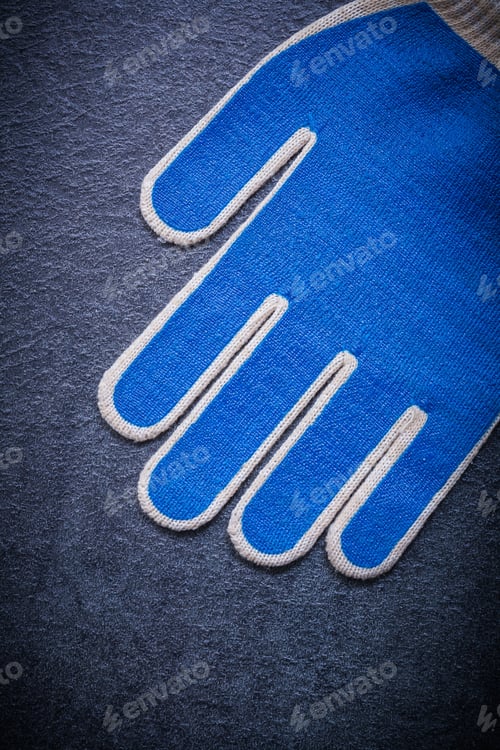 Preview: Safety Gloves On Black Background Vertical Version Construction Concept.