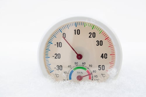 Preview: Thermometer On Snow Shows Low Temperatures In Celsius. Winter Time Temperature Measuring.