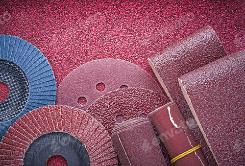 Preview: Set Of Abrasive Equipment On Polishing Paper Sheet.