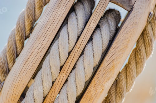 Preview: Closeup Detail Macro Of An Pulley, Yachting Background.