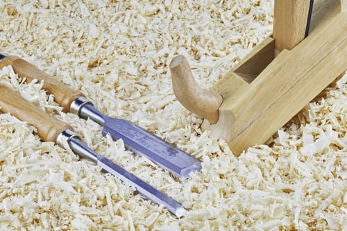 Preview: Two Chisels And One Spokeshave Lying In Wooden Shavings
