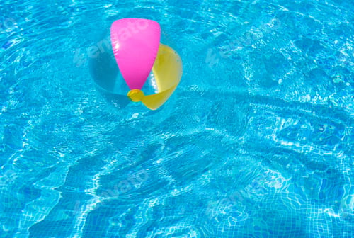 Preview: Summer Fun, Playing Beach Ball On A Beautiful Sunny Day In Swimming Pool.