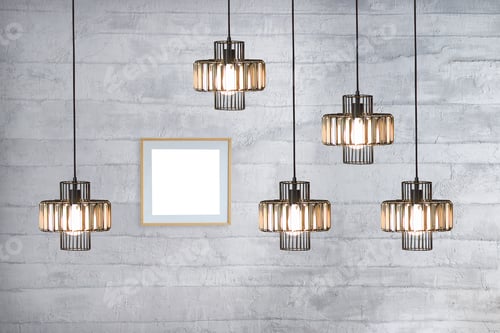 Preview: Stone Wall Interior Design, Frame And Lamp