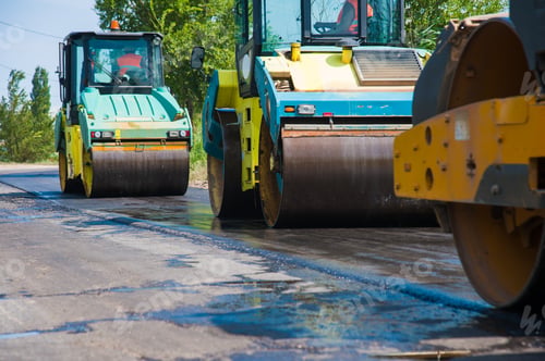Preview: The Road Rollers Working On The New Road Construction Site