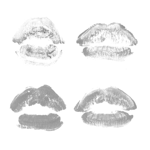 Preview: Female Lips Lipstick Kiss Print Set For Valentine Day And Love Collection Isolated On White