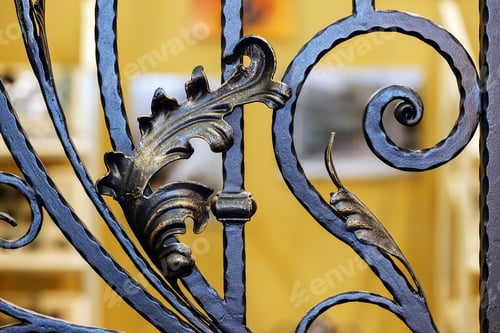 Preview: Details, Structure And Ornaments Of Wrought Iron Fence With Gate