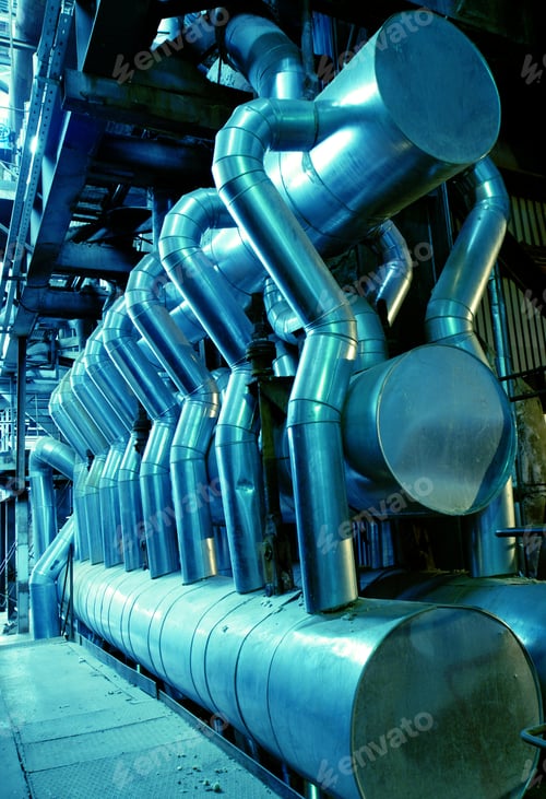 Preview: Pipes, Tubes, Machinery And Steam Turbine At A Power Plant