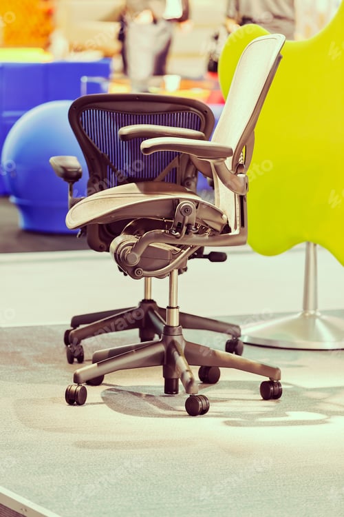 Preview: Type Of Work Chairs In The Exhibition Hall, Note Shallow Depth Of Field