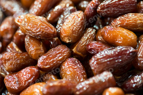 Preview: Pile Of Fresh Dried Date Fruits On A Traditional Craftsman Market. Fruit Background. (Selective