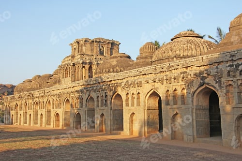Preview: Elephant Stables. Garage Or Parking For Royal Elephants. Hampi Monuments, Karnataka, India.