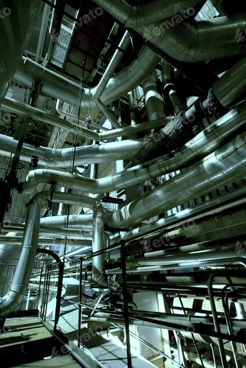Preview: Pipes, Tubes, Machinery And Steam Turbine At A Power Plant