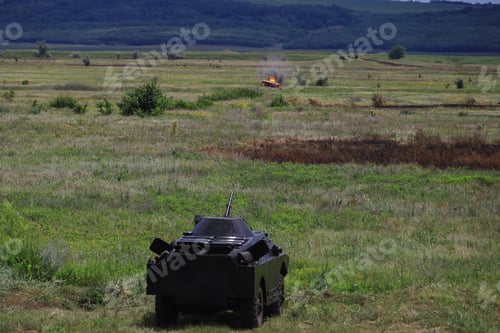 Preview: Armored Personnel Carrier Infantry Fighting Vehicle. Military Background With Copyspace.