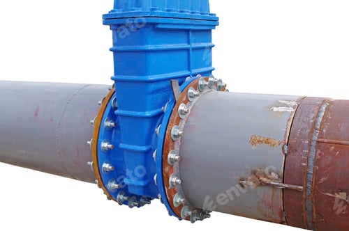 Preview: Water Steel Pipe With Flange Close Up Image