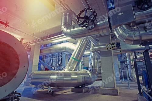 Preview: Industrial Steel Pipelines, Valves, Cables And Walkways