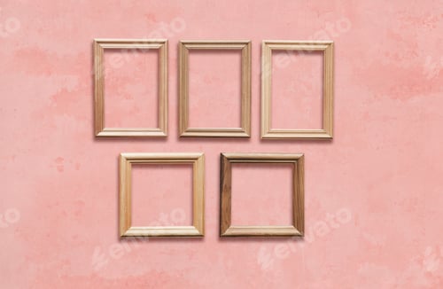 Preview: Old Wooden Frames On Pink Wall