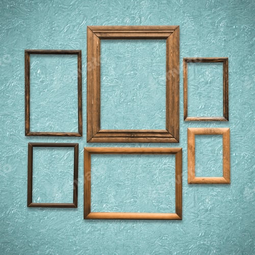Preview: Old Wooden Frames On Old Blue Wall