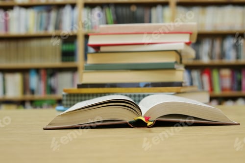 Preview: Books On The Desk In The School Library