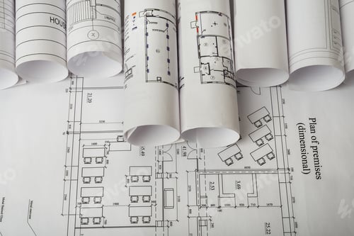 Preview: Architecture Plan And Rolls Of Blueprints