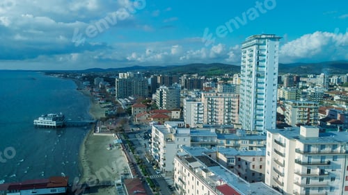Preview: Panoramic Aerial View Of Follonica, Italy. Coastline Of Tuscany With Town And Ocean.