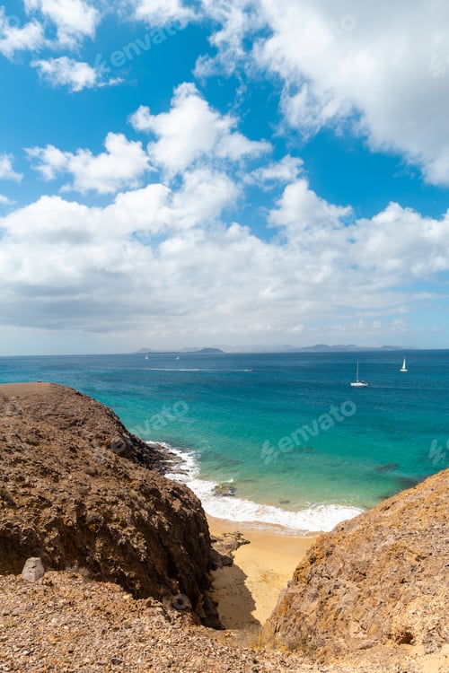Preview: Panorama Of Beautiful Beach And Tropical Sea Of Lanzarote. Canaries