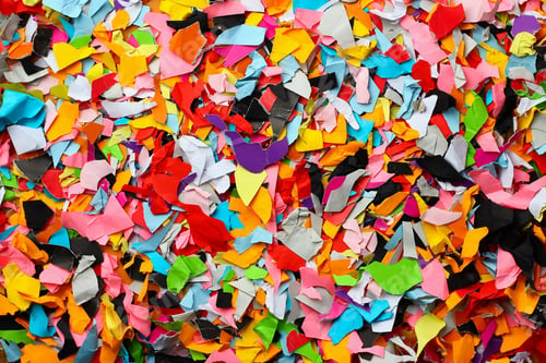 Preview: Torn Small Pieces Of Multi-Colored Paper, Bright Colorful Background