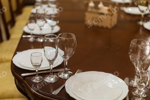 Preview: Abstract Illustrative Background Of A Typical Food Service Cafe Or Restaurant. Selective Focus With