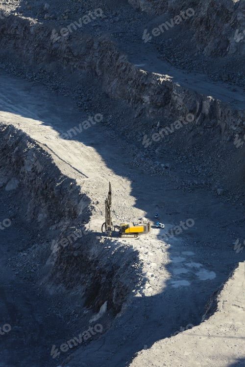 Preview: Quarry Drilling Machine Operates On One Of The Many Horizons In A Shale Quarry, Top View.