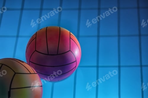Preview: Beach Ball Floating In Swimming Pool Abstract Concept For Summer Vacations