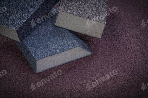 Preview: Sanding Sponges On Emery Paper Top View Abrasive Tools.