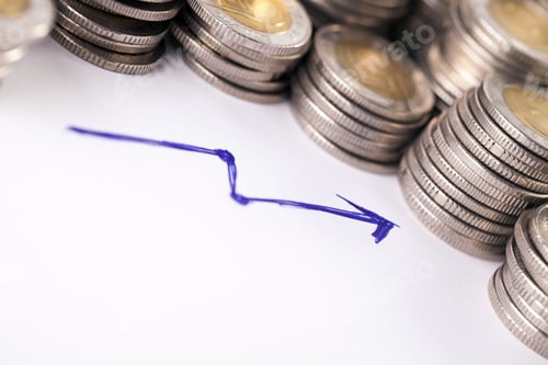 Preview: Financial Concept With Money And Arrow On White Background