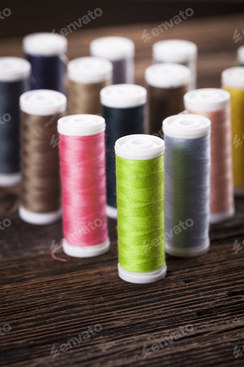 Preview: Sewing Instruments, Threads, Needles, Bobbins And Materials. Studio Photo