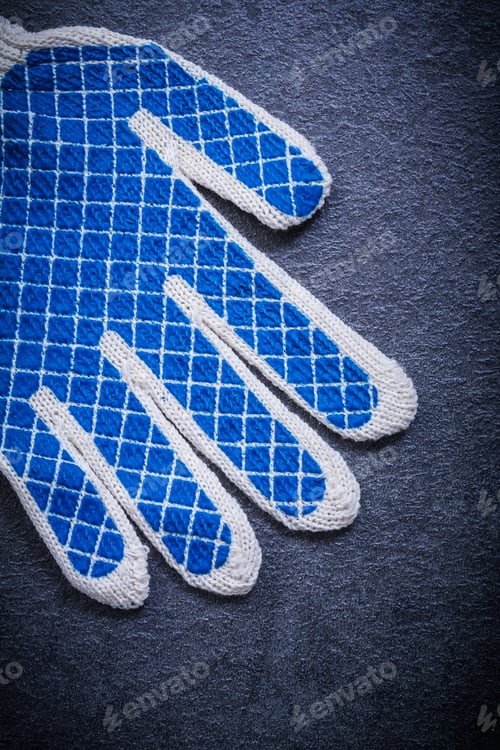 Preview: Protective Gloves On Black Background Close Up View Construction Concept.