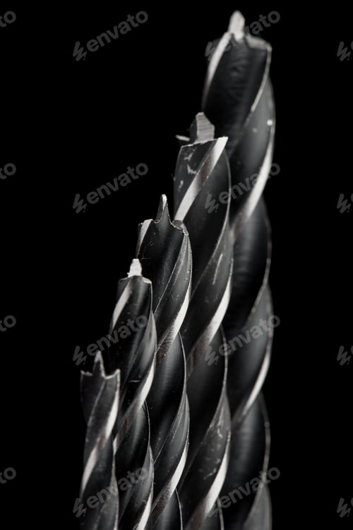 Preview: Drill Bits, Isolated On White Background Close-Up