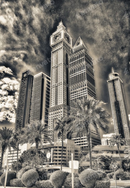 Preview: Street View Of Downtown Dubai Skyscrapers.