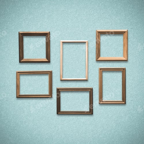 Preview: Old Wooden Frames On Old Blue Wall
