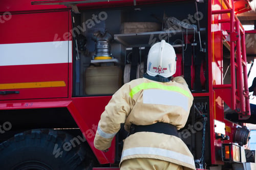 Preview: Firefighter In Action. Emergency Safety. Protection, Rescue From Danger