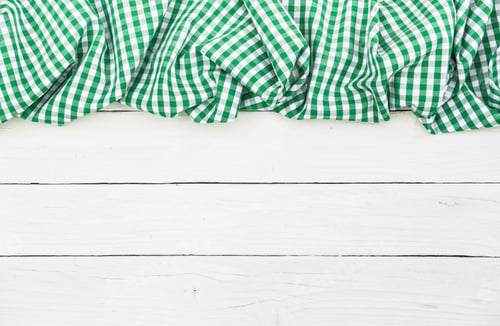 Preview: Green Tablecloth On White Table.
