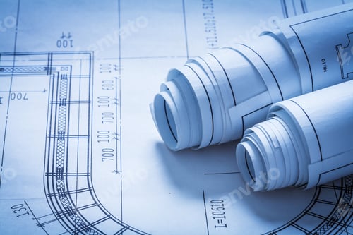 Preview: Rolled Up Construction Sketches Building Concept