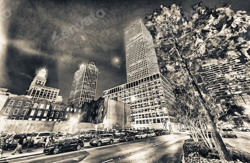 Preview: Night View Of New Orleans Buildings From Street Level.