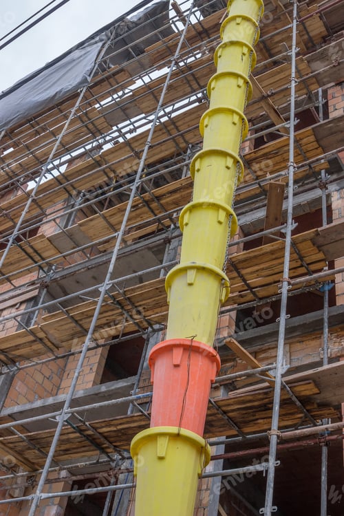Preview: Garbage Tube To Dump Debris At Construction Site. Debris Tube For Transporting Debris From Upstairs.