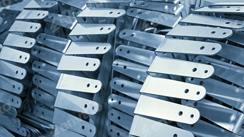 Preview: Closeup Of A Lot Of Steel Parts For Fixing Equipment Or Finished Products At An Engineering Plant