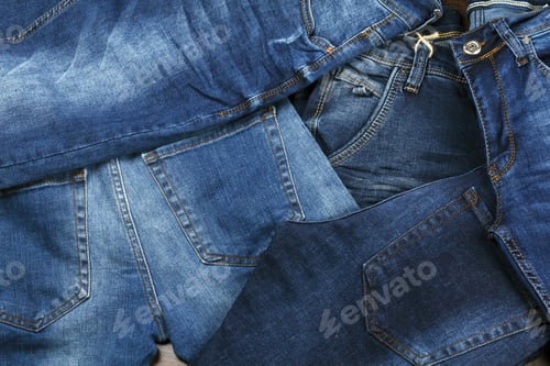 Preview: Various Shades of Blue Denim Jeans Piled Up