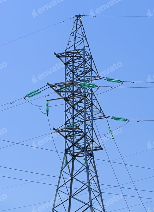 Preview: Electric Tower High Voltage Post With Blue Sky
