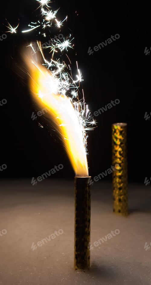 Preview: Firework Sparklers On Snow Surface At Winter