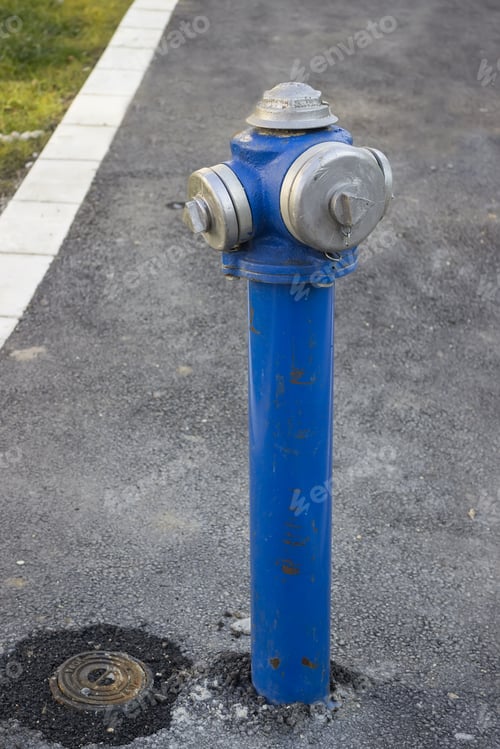 Preview: Blue Fire Hydrant, Source Of Municipal Water Service To Enable Firefighters To Tap Into The