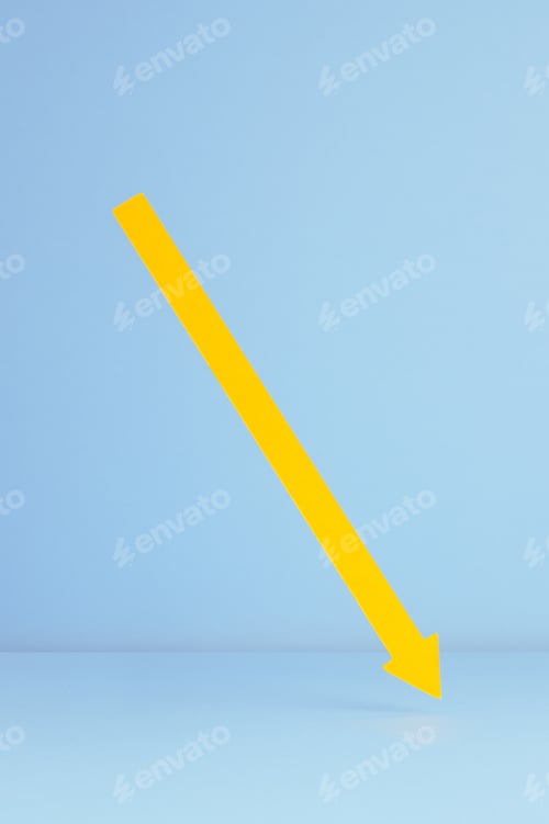 Preview: Yellow Arrow Pointing Up Over Blue Background